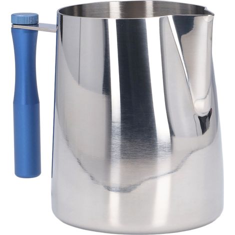 Pitcher à lait inox 600ML pour mousse à café, poignée amovible et résistante aux chocs - Bleu (1/5)