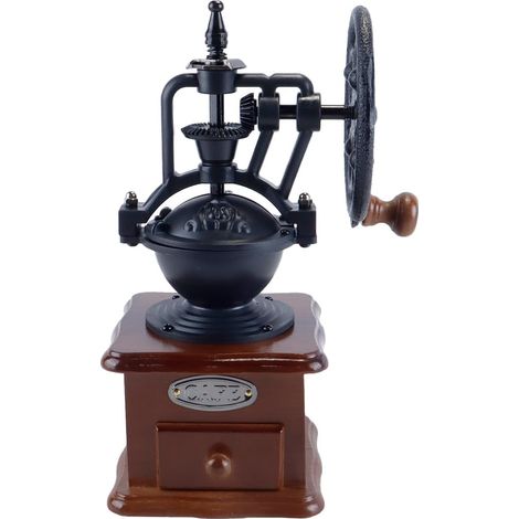 Moulin à café manuel style vintage, petit moulin à grains en bois, moulin à grains à rouleaux, manivelle pour presse française, expresso (marron) (1/5)