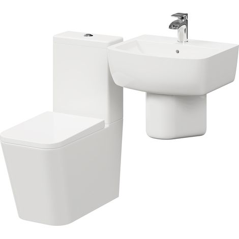 Wholesale Domestic Darnley 530mm Semi Pedestal Basin and Square Toilet Suite (1/5)
