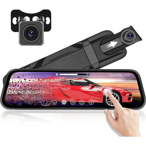 9.66" Rétroviseur Dash Cam Caméra de recul, Arrière et Avant Full HD 1080P Caméra Miroir Avant ave Camera de Vision Nocturn, Capteur G, Enregistrement en Boucle, Surveillance de Stationnement (1/5)