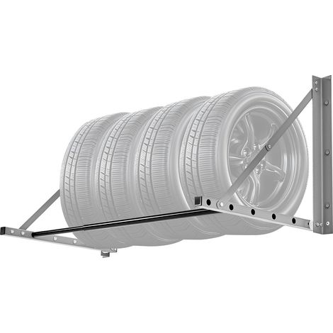 Support de Rangement pour Pneus Mural Pliable, Rack à Pneus Réglable 81-122 cm, Étagère de Stockage de Pneus en Acier Q235, pour Pneus Standard R14-R20, Charge Max. 136 kg, pour Garage Atelier (1/5)