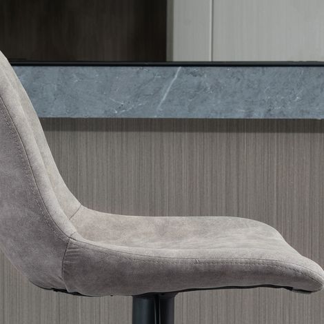 Lot de 2 tabourets de bar réglables en hauteur, gris, dossier et repose-pieds, style industriel (1/5)