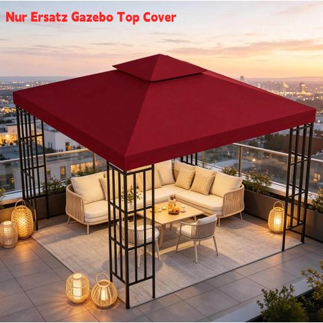 Ersatzdach für Pavillon 3 x 3 m, wasserdicht, Polyester 180 g/m², bordeaux OKMYHOME (1/5)