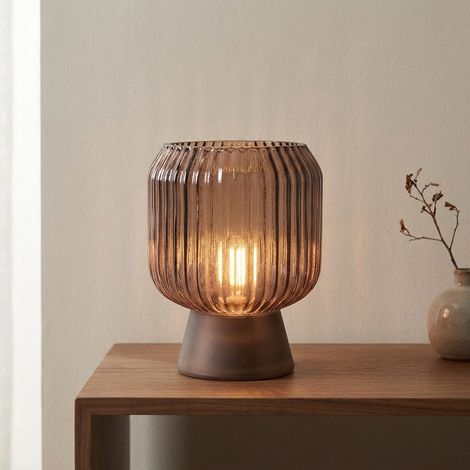 LED Textured Round Ribbed Glass Lamp (1/2)