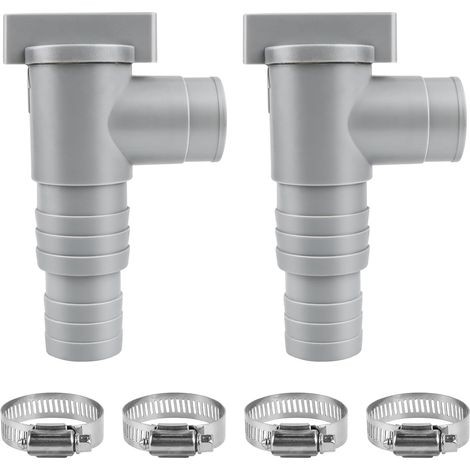 x 32 mm pool shut-off valves, pool maintenance valves with 4 hose clamps, maintenance accessories for above-ground pools (1/5)