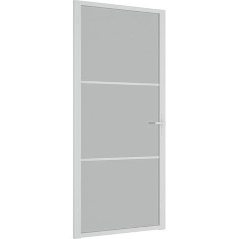 vidaXL Porta Interna 93x201,5 cm Bianco Opaco Vetro e Alluminio (1/5)