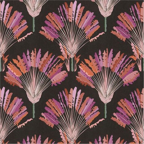 Nature wallpaper wall Profhome 377083 non-woven wallpaper smooth with floral ornaments matt black orange purple pink 5.33 m2 (57 ft2) (1/5)