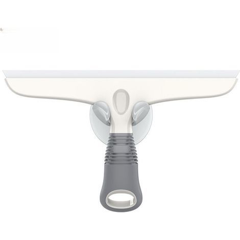 Lot de 2 Raclettes en Silicone avec Support Ventouse, Raclette Vitre Douche Salle de Bain, Raclette Tout Usage Pare-Brise de Voiture, Fenêtre, Blanc et Gris (1/4)