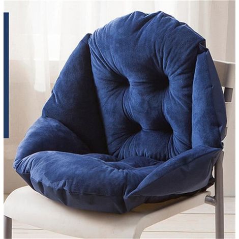 Coussin de Chaise Doux avec Dossier en Forme Coquille Velours pour Chaise Jardin et Fauteuil (Bleu fonce) (1/4)