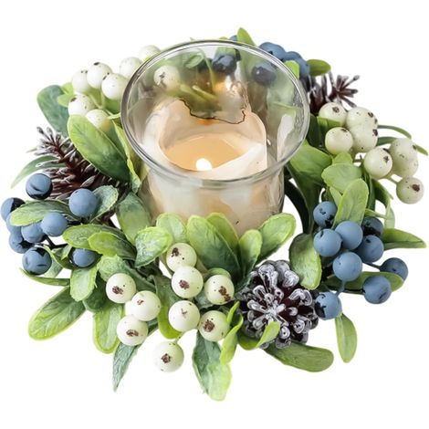 Couronnes De Bougies De Noël Décoration de Fête de Fin d'Année Anneaux De Bougies De Noël Pour Piliers Pour La Cuisine La Fenêtre La Porte Le Dîner Le Bureau La Cheminée La (1/5)