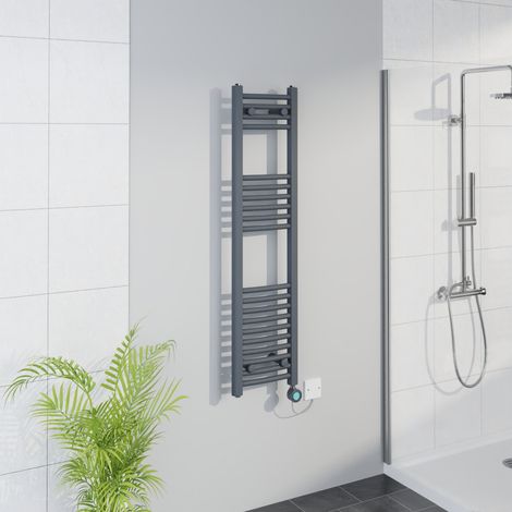 WiFi Thermostatic Curved Towel Rail Timer Anthracite 1200x300mm