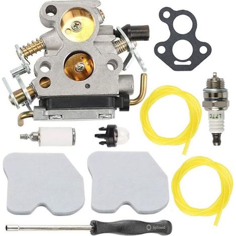 KINZON Kit carburateur Husqvarna 235, 236E, 240E pour trononneuse Zama C1T-W33, CS2234, GZ380, comprend des joints, des bougies d'allumage, des conduites de carburant et d'autres accessoires. (1/5)