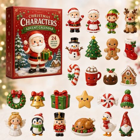 Calendrier de l'Avent / Boîte surprise « Personnages de Noël » (Boîte rouge – Père Noël) (1/4)