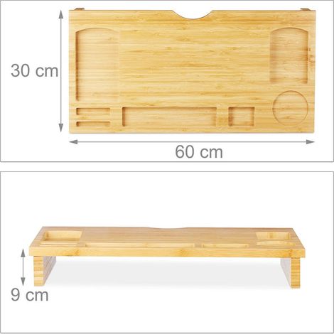 Supporto Monitor 60x30x8 cm con 7 Scompartimenti in Legno (1/5)