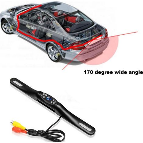 8-teilige IR-LED-Rückfahrkamera, Nachtsicht, Aluminium-Kennzeichenhalterung, wasserdicht, Rückfahrkamera (1/5)