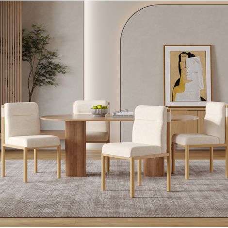 MEUBLIV Sedia da pranzo beige set da 2 – schienale alto, senza materasso (1/5)