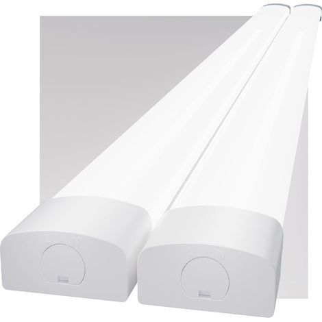 Modlicht-Lot de 2 Tubes LED étanche Blanc 150cm 45W 5000K–avec câble de connexion,PC,IP65,Éco 70%,ultra‑plat Réglette LED pour garage atelier cave [Classe E]