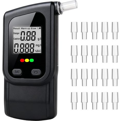 Testeur D'alcool, Testeur D'alcool Dans Le Sang, Testeur D'alcool Dans Le Sang Avec Affichage LED Numérique Avec 20 Bouches De Test Pour Un Usage Privé, Domestique Et (1/5)