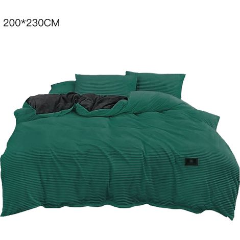 Housse de couette en flanelle, couleur unie, réversible, polaire chaude, drap en velours corail, ensemble de couette pour l'hiver (1/5)