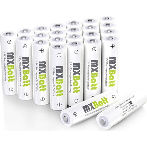 24 Piles AA Rechargeables NiMH, 1,2V 3200mAh, Faible Auto-décharge  Pour télécommandes, horloges murales, réveils, stations météo, thermomètres hygromètres, lampes torches, bougies LED (1/5)