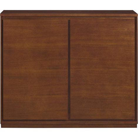 Buffet de rangement couleur noyer en MDF avec 2 ouvertures pour prises 99 x 23,5 x 82,3 cm HOMVRA (1/5)