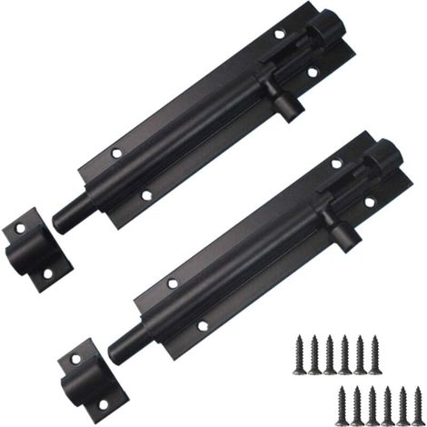 2 pièces loquet de porte Serrure à pêne, acier inoxydable loquet à pêne Serrure coulissante pour fenêtre de porte de jardin de porte d'entrée, 5 pouces (1/5)