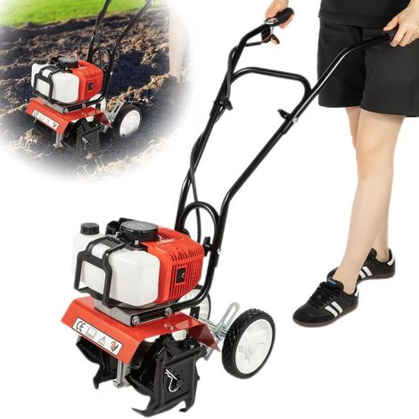 Motoculteur de jardin, désherbeur de 1.9KW 52CC, mini moteur à essence deux temps, adapté à l'arrosage, au bêchage et au désherbage,6500-7000 tr/min.