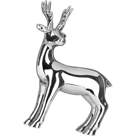 Figurine de Cerf Présent Original et Moderne Décoration Élégante et Délicate en Céramique Électroplaquée Argentée pour Bureau ou Voiture (1/5)
