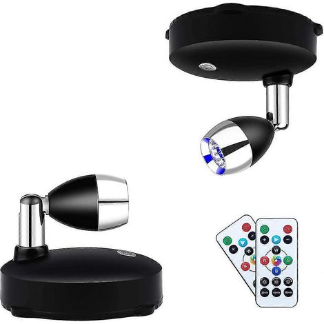 Projecteurs sans fil à piles, spots LED à intensité variable avec télécommande et orientable au mur (1/5)