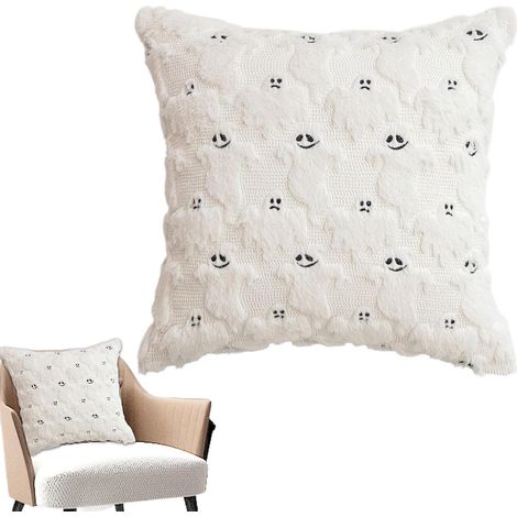 Housses De Coussin Pour Halloween Carré Décoratif Motif Fantôme 45x45 Cm Housse Coussin Pour Chaise pour Maison Salon Chambre Ferme Canapé Lit Chaise, Baie Vitrée, et Voiture (1/5)
