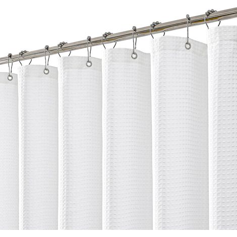 Douchegordijn Waffle - 180 cm x 180 cm - Etanche PEVA - Pour Cabine De Douche Ou Baignoire - 12 Crochets Inclus (1/5)