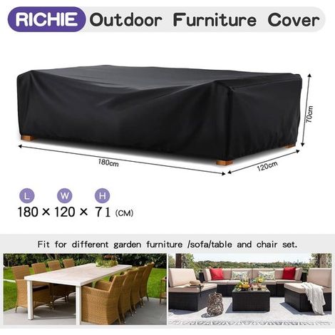 Funda protectora para muebles de jardín，Funda para muebles de jardín，Fundas para muebles de jardín，Funda impermeable，180x120x71cm，Negro (1/4)