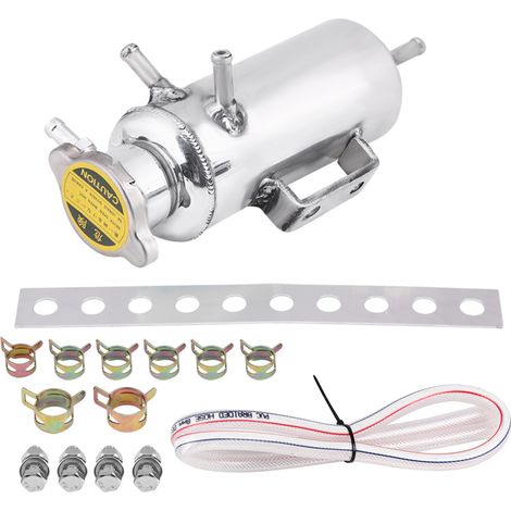 GARRYFIZH Kit de réservoir de liquide de refroidissement argenté chromé poli résistant à la chaleur avec récupérateur d'huile pour SUV