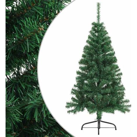 Sapin de Noël artificiel, demi-taille, avec support, vert, 150 cm, en PVC (1/5)