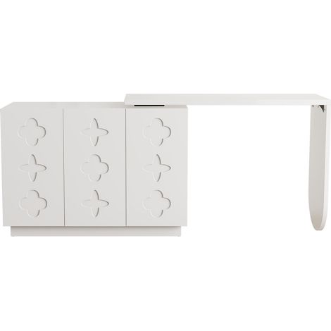 Drehbarer L-förmiger Eckschreibtisch 110 cm weiß aus MDF MODENUIT (1/5)