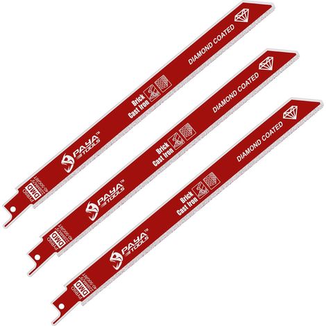 9" Diamond Edge Reciprocating Saw Blades for Cast Iron, Masonry, Fibre Cement and Fiberglass (Pack of 3) (1/5)