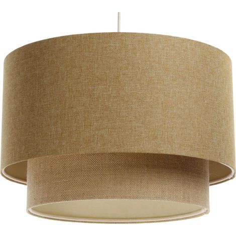 Suspension boho élégant tissu crème ajustable ambiance chaleureuse - Ø 40 cm - H25 cm (1/5)