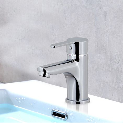 Robinet mitigeur de lavabo laiton chrome cartouche ceramique economie d'eau (1/2)
