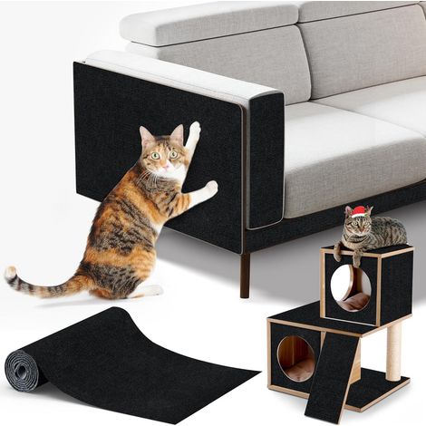 Tapis griffoir collant pour chat noir 30 cm x 30 cm 1 canapé protège chat anti-griffes planche à gratter pour chat canapé (1/5)