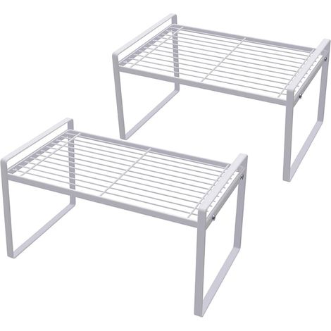 Lot de 2 étagères de cuisine pour armoires, étagères de rangement pour comptoir, rangement pour placard, salle de bain, chambre, bureau, gain de place, structure en acier empilable, antirouille et ant (1/5)