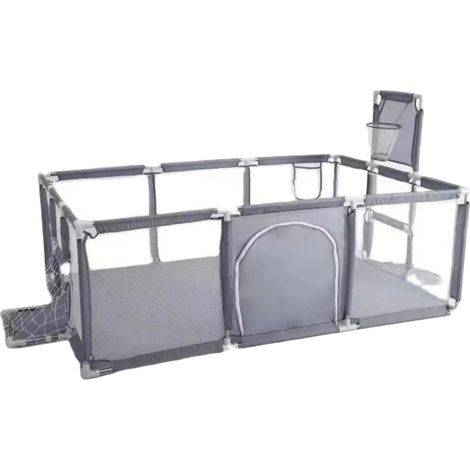 Parc pour bébé, Rembourrage doux, Centre d'activités intérieur extérieur, Porte de soccer grise 2 (1/2)