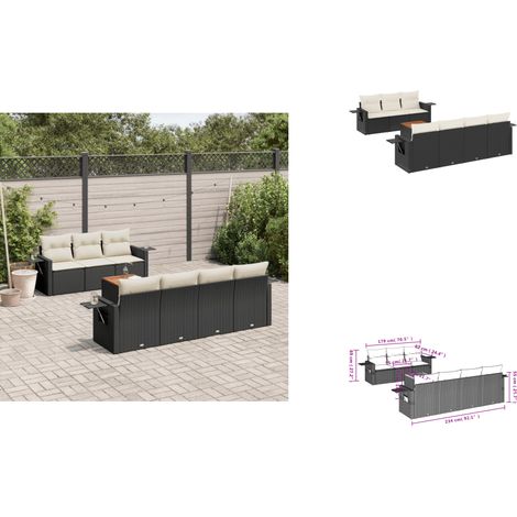 Salon de jardin 8 pcs avec coussins noir résine tressée - Ensemble Salon De Jardin - Meuble Extérieur - Jardin Design - Mobilier De Jardin - Chaise Lounge (1/3)