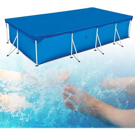 Couverture de piscine rectangulaire, couverture de piscine ronde, imperméable et anti-UV, pour jardin (rectangle bleu, 260 x 170 cm) (1/5)
