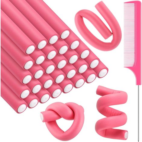 Fers à friser, lot de 31, fers à friser non chauffants, fers à friser flexibles, fers à friser en mousse torsadée, outils de coiffure DIY, adaptés aux filles pour réaliser elles-mêmes des boucles et d (1/5)