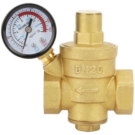SUNXURY Régulateur de pression d'eau en laiton réglable DN20 avec manomètre (1/5)