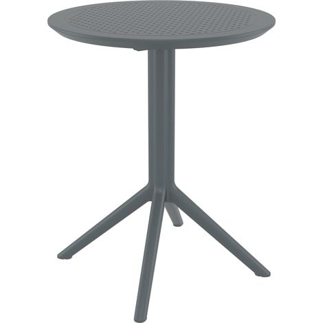 Table de jardin ronde en plastique gris foncé – design moderne et résistant 100002957