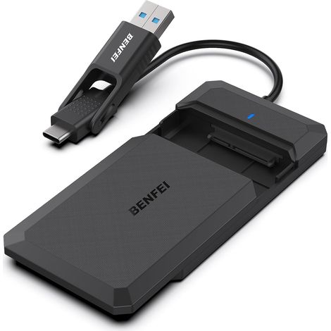 Boîtier Externe pour Disque Dur 2,5", boîtier USB 3.2 Gen 1 5Gbps pour SATA HDD et SSD de 2,5'' et 7/9,5 mm, USB C/A 2 en 1 Lecteur Disque Dur, boîtier SSD UASP & Trim Accelerated, sans Outil (1/5)