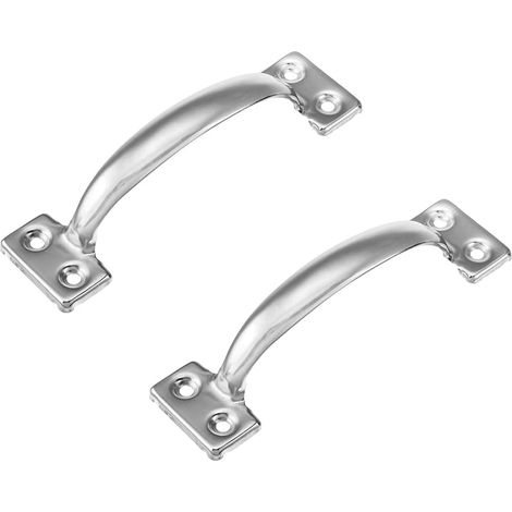 Lot de 2 poignées de porte de grange vintage pour armoires de cuisine, centre du trou : 112 mm, fer argenté