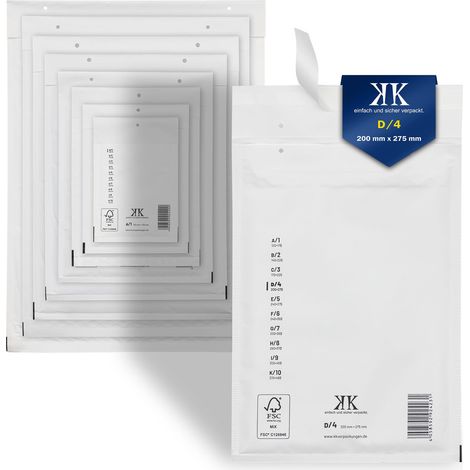 4800 Luftpolster-Versandtaschen D4 D/4 200x275mm (Außenmaß) Weiß (1/5)