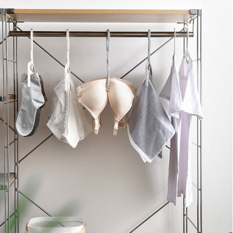 Lot de 10 cintres rotatifs créatifs pour chaussettes, sous-vêtements, plastique blanc, séchage polyvalent (sac OPP) (1/5)